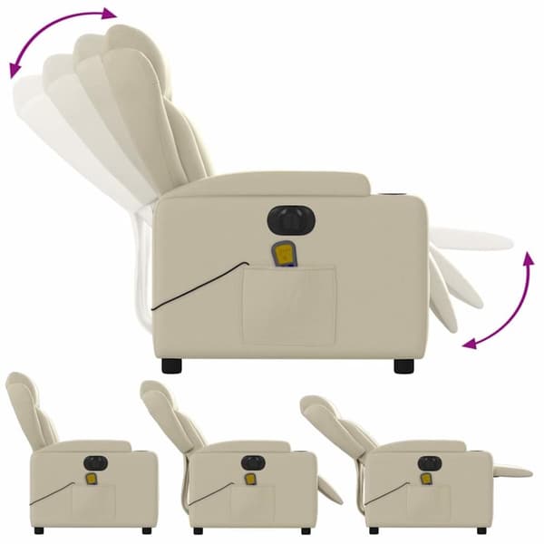 vidaXL Elektrisk massagefåtölj gräddvit konstläder