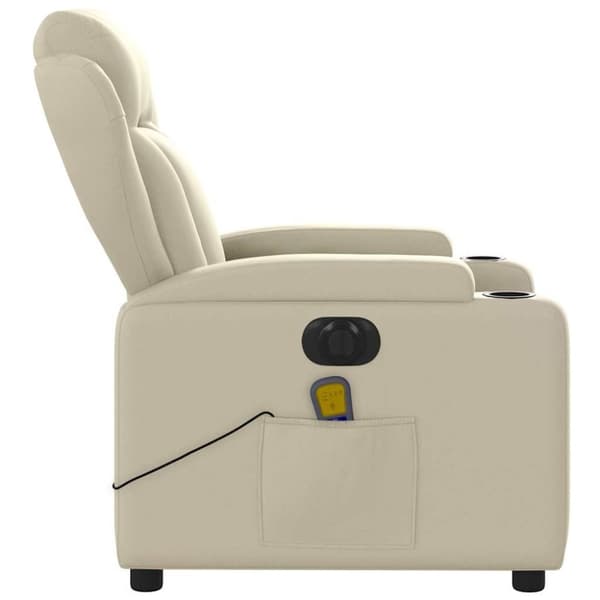 vidaXL Elektrisk massagefåtölj gräddvit konstläder