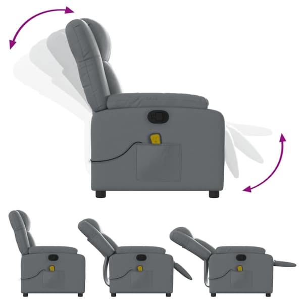 vidaXL Massagefåtölj grå konstläder