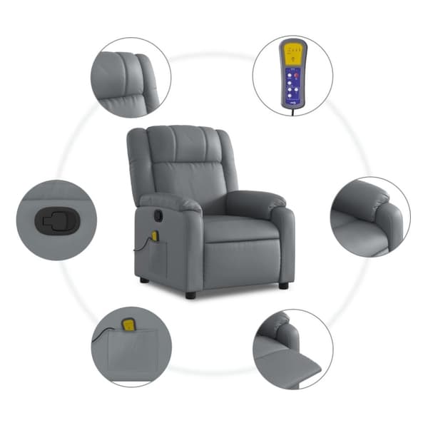 vidaXL Massagefåtölj grå konstläder
