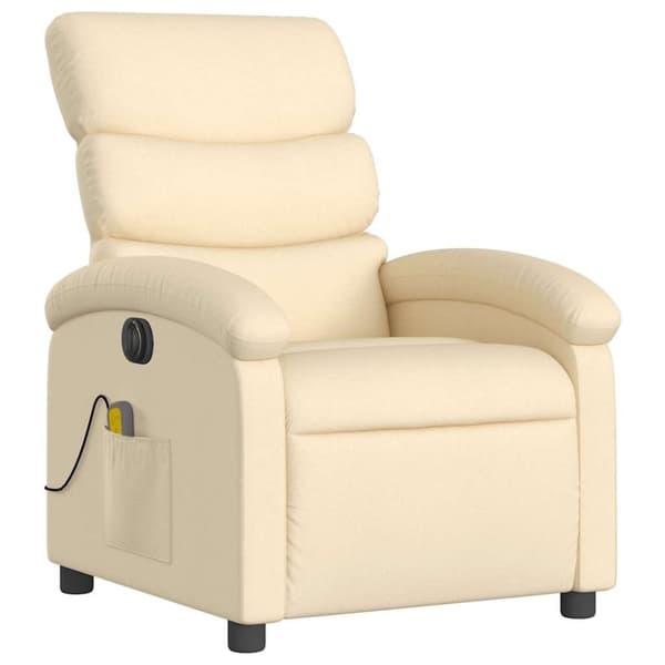 vidaXL Elektrisk massagefåtölj gräddvit tyg