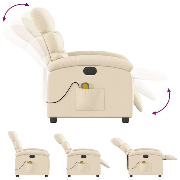 vidaXL Elektrisk massagefåtölj gräddvit tyg