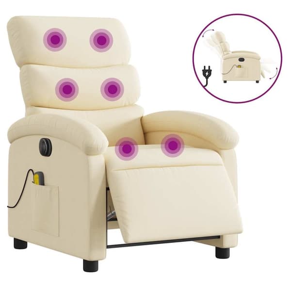 vidaXL eldrevet massagestol stof cremefarvet