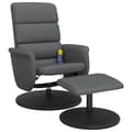 Miniatyrbild 2 av 11: vidaXL Massagefåtölj med fotpall grå konstläder