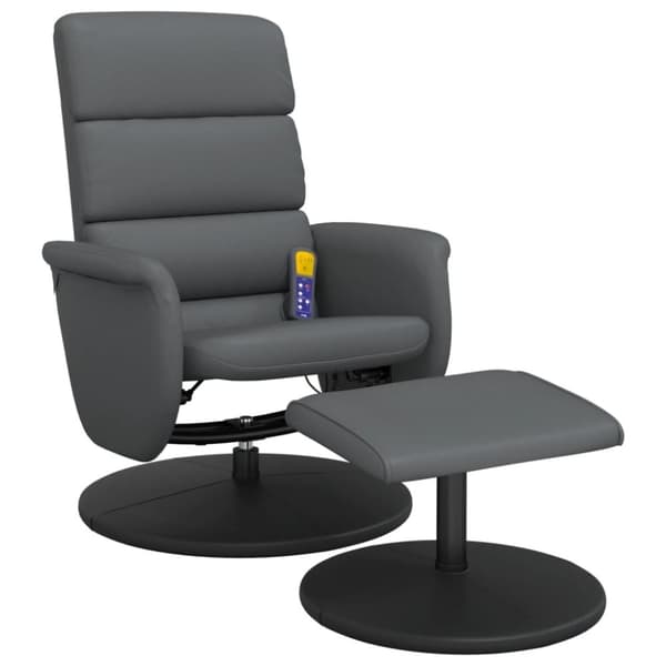 vidaXL Massagefåtölj med fotpall grå konstläder