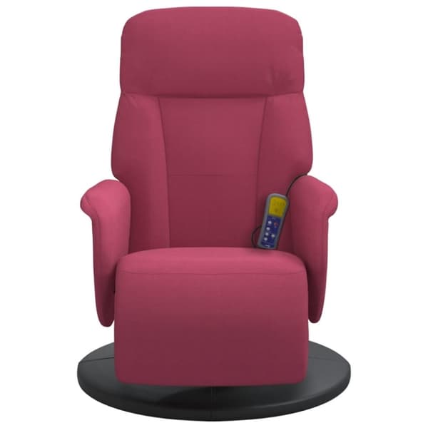 vidaXL Massagefåtölj med fotstöd vinröd sammet