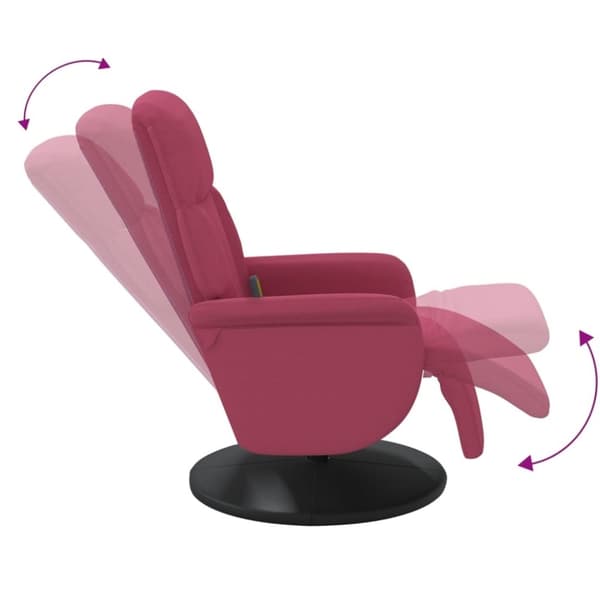 vidaXL Massagefåtölj med fotstöd vinröd sammet