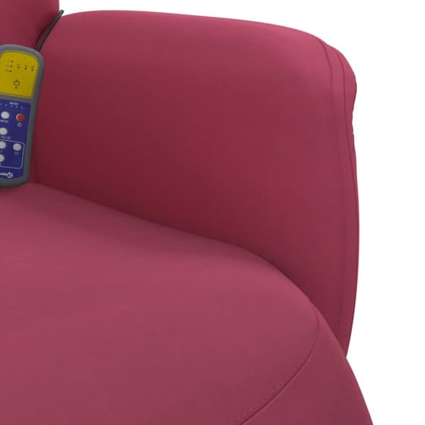 vidaXL Massagefåtölj med fotstöd vinröd sammet