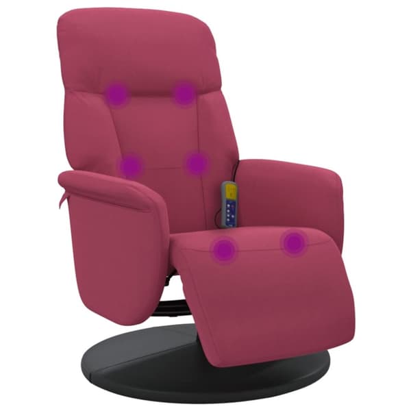vidaXL Massagefåtölj med fotstöd vinröd sammet