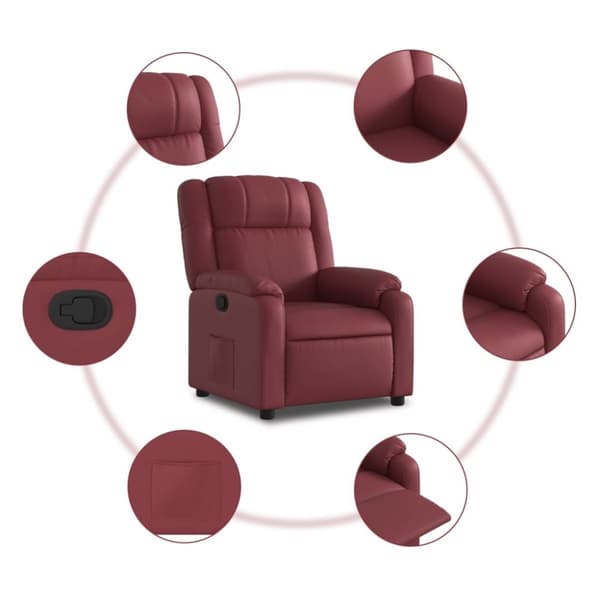 vidaXL Reclinerfåtölj vinröd konstläder