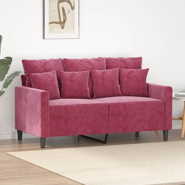vidaXL 2-personers sofa 120 cm fløjl vinrød