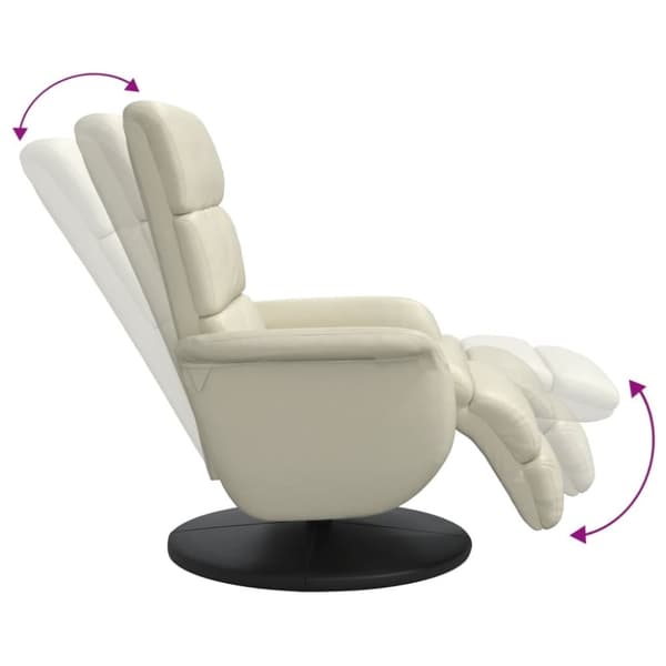 vidaXL Reclinerfåtölj med fotstöd gräddvit konstläder