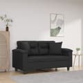 Miniatyrbillede 8 af 8: vidaXL 2-personers sofa med pyntepuder 120 cm kunstlæder sort