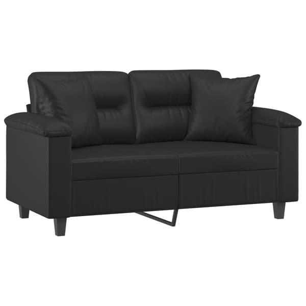 vidaXL 2-personers sofa med pyntepuder 120 cm kunstlæder sort