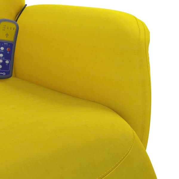 vidaXL Massagefåtölj med fotstöd gul sammet