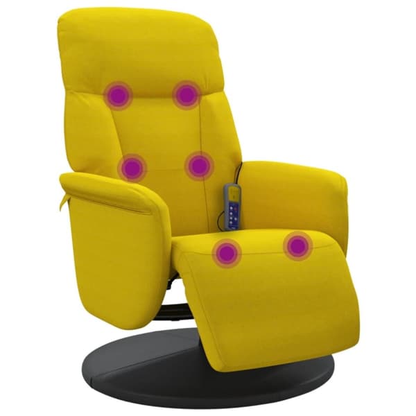 vidaXL Massagefåtölj med fotstöd gul sammet
