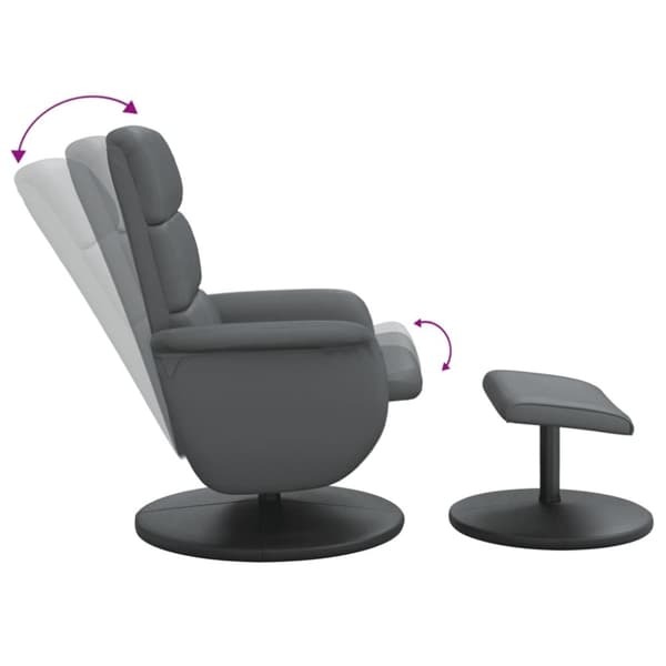 vidaXL Reclinerfåtölj med fotpall grå konstläder