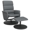Miniatyrbild 1 av 9: vidaXL Reclinerfåtölj med fotpall grå konstläder