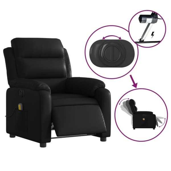 vidaXL Elektrisk massagefåtölj svart konstläder