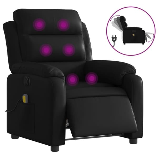 vidaXL Elektrisk massagefåtölj svart konstläder