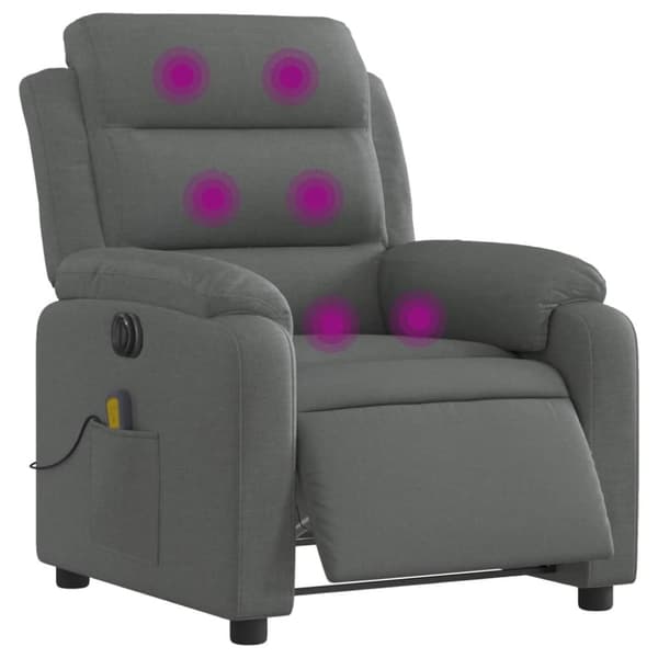 vidaXL Elektrisk massagefåtölj mörkgrå tyg