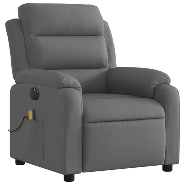 vidaXL Elektrisk massagefåtölj mörkgrå tyg