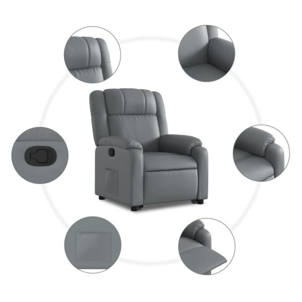 vidaXL Reclinerfåtölj med uppresningshjälp grå konstläder