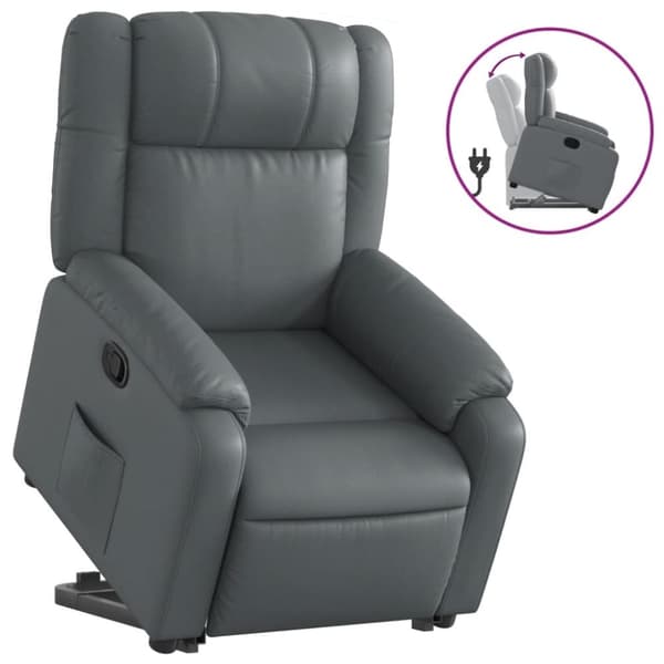 vidaXL Reclinerfåtölj med uppresningshjälp grå konstläder