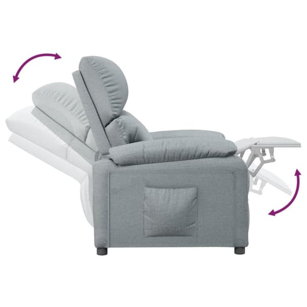 vidaXL Reclinerfåtölj ljusgrå tyg
