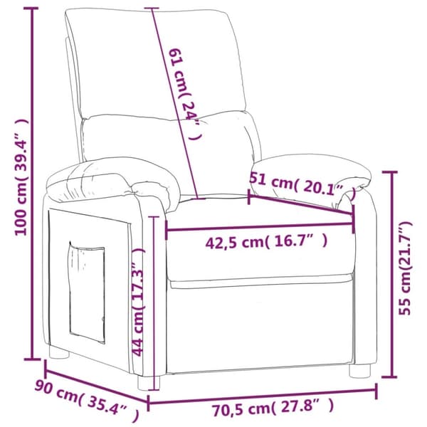 vidaXL Reclinerfåtölj ljusgrå tyg