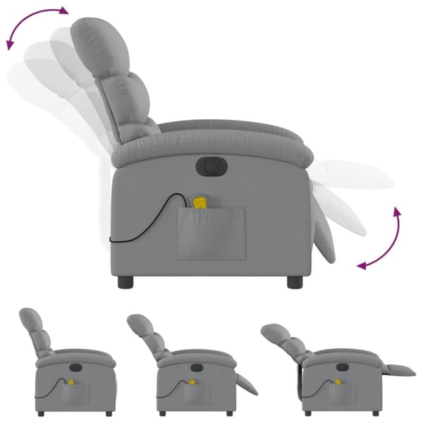 vidaXL Elektrisk massagefåtölj ljusgrå tyg