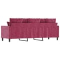 Miniatyrbillede 4 af 8: vidaXL 3-personers sofa 180 cm fløjl vinrød