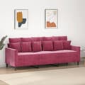 Miniatyrbillede 8 af 8: vidaXL 3-personers sofa 180 cm fløjl vinrød