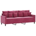 Miniatyrbillede 1 af 8: vidaXL 3-personers sofa 180 cm fløjl vinrød