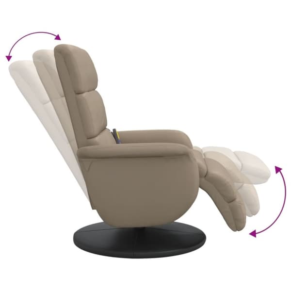 vidaXL Massagefåtölj med fotstöd cappuccino konstläder