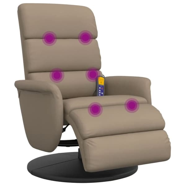 vidaXL Massagefåtölj med fotstöd cappuccino konstläder