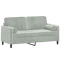 Miniatyrbillede 3 af 8: vidaXL 2-personers sofa med pyntepuder 140 cm velour lysegrå