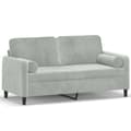 Miniatyrbillede 2 af 8: vidaXL 2-personers sofa med pyntepuder 140 cm velour lysegrå