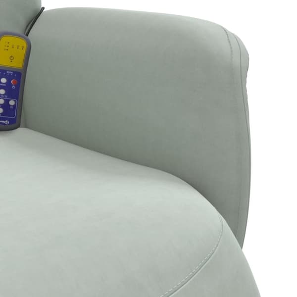 vidaXL Massagefåtölj med fotstöd ljusgrå sammet