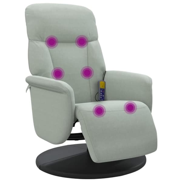 vidaXL Massagefåtölj med fotstöd ljusgrå sammet