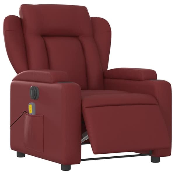 vidaXL Elektrisk massagefåtölj vinröd konstläder