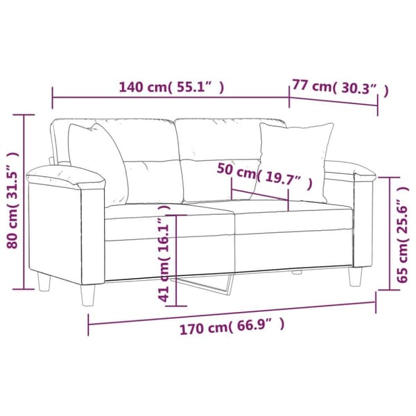 vidaXL 2-sitssoffa med prydnadskuddar mörkgrå 140 cm mikrofibertyg