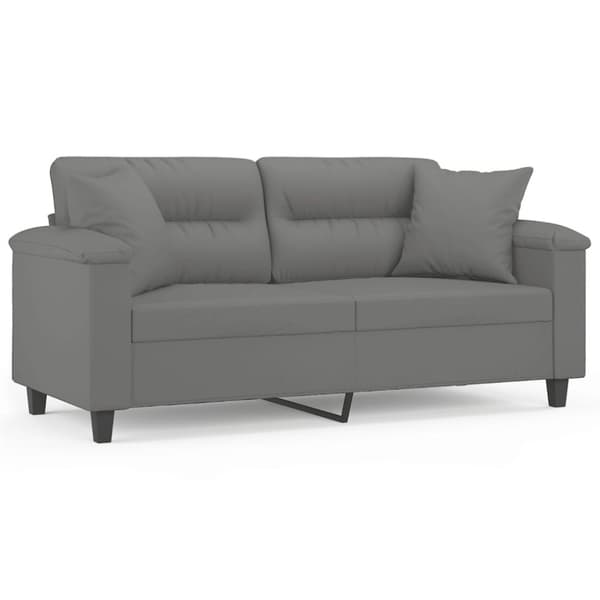 vidaXL 2-sitssoffa med prydnadskuddar mörkgrå 140 cm mikrofibertyg