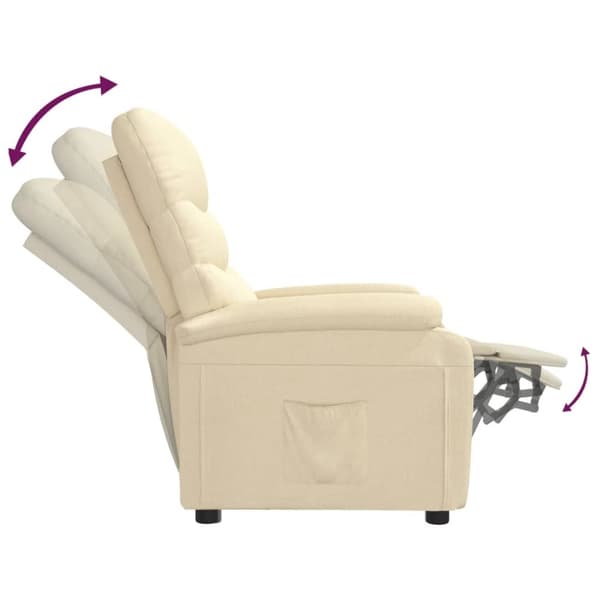 vidaXL Reclinerfåtölj gräddvit tyg