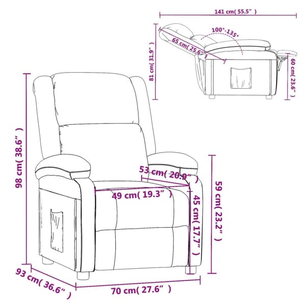 vidaXL Reclinerfåtölj brun konstläder