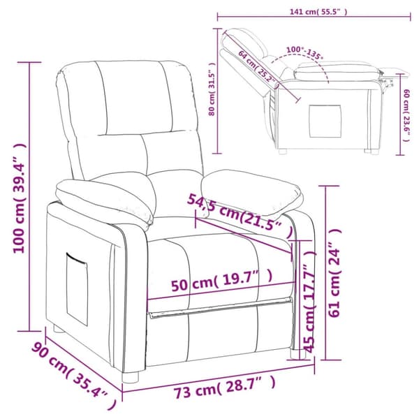 vidaXL Reclinerfåtölj taupe tyg