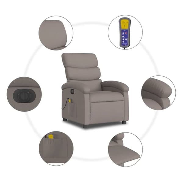 vidaXL Elektrisk massagefåtölj taupe tyg