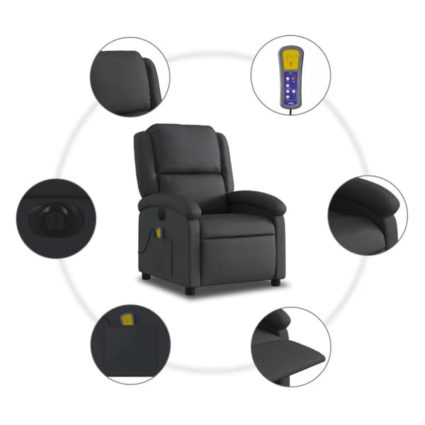 vidaXL massagestol ægte læder sort
