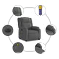 Miniatyrbild 5 av 8: vidaXL Elektrisk massagefåtölj mörkgrå tyg