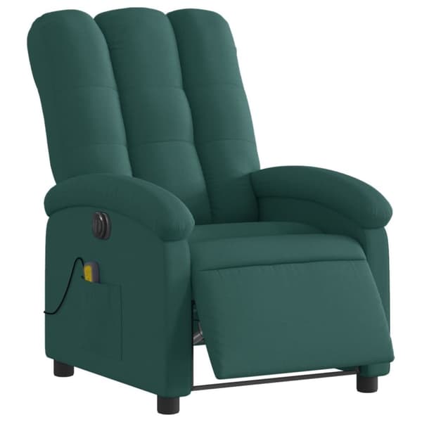 vidaXL Elektrisk massagefåtölj mörkgrön tyg